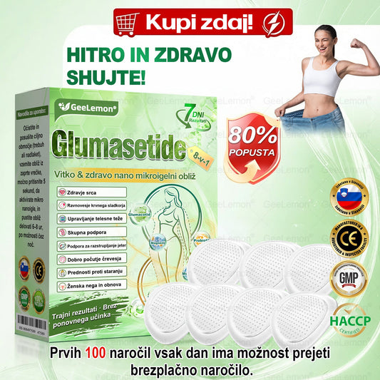Registrirano pri JAZMP in GMP certificirano👩‍⚕️🎁 𝐆𝐞𝑒𝐿𝑒𝐦𝐨𝐧® 𝐆𝐥𝐮𝐦𝐚𝐬𝐞𝐭𝐢𝐝𝐞 8 v 1 Hujševalni in zdravju namenjen nano obliž z mikroiglicami 2.🇸🇮 (Samo enkrat na dan, vidne spremembe že v 7 dneh)